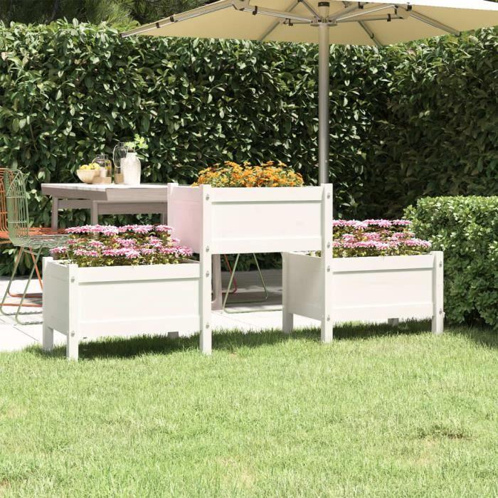 822248 vidaXL Planter White 178.5x44x75 Cm Solid Pine Wood