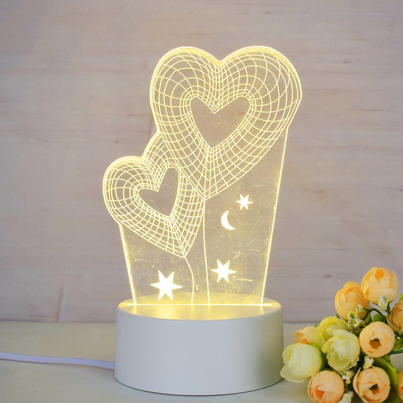 Customize Acrylic 3D Illusion LED Warm White Night Light for Living Room Kids Bedroom Decorative Lamp with USB Power