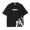Anime B-Bleach T Shirts Vintage Washed Kurosaki Ichigo T-shirt Streetwear Manga Renji Zaraki Kenpachi Tops Tees Man