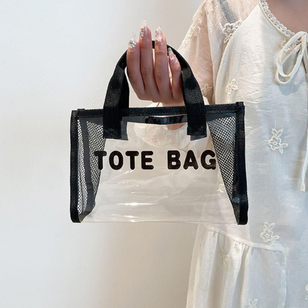 All-match PVC Beach Bag Large Capacity Waterproof Handbag Transparent Jelly Bag  Cosmetic Bag