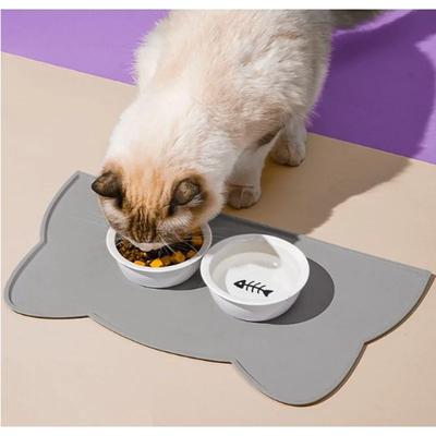 Silicone Dog Cat Bowl Mat with High Lips Non-Stick Waterproof Food Feeding Pad Puppy Feeder Tray Water Cushion Placemat