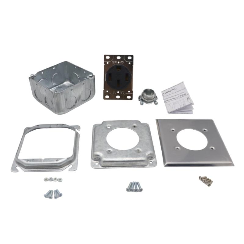 

50A NEMA 14 50R Electrical Outlet Box Installation Set With Square Junctions Box And Cover Plate for Applications 1