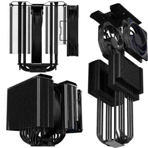Cooler Master MasterAir MA824 Stealth 8 Heatpipe Dual-Tower & Lüfter Luftgekühlter CPU-Kühler für LGA1700, AM5 und AM4, MAM-D8PN-318PK-R1 (FN1995)