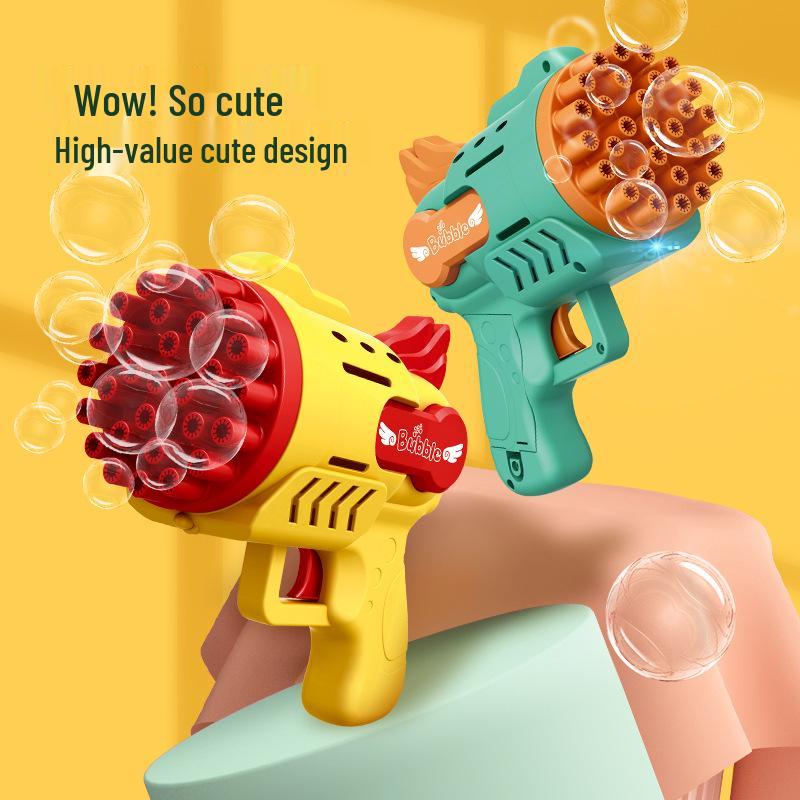 Cross 29-Hole Airplane Bubble Machine Kids' Toy - Multi-Hole Gatling Bubble Gun with Lights