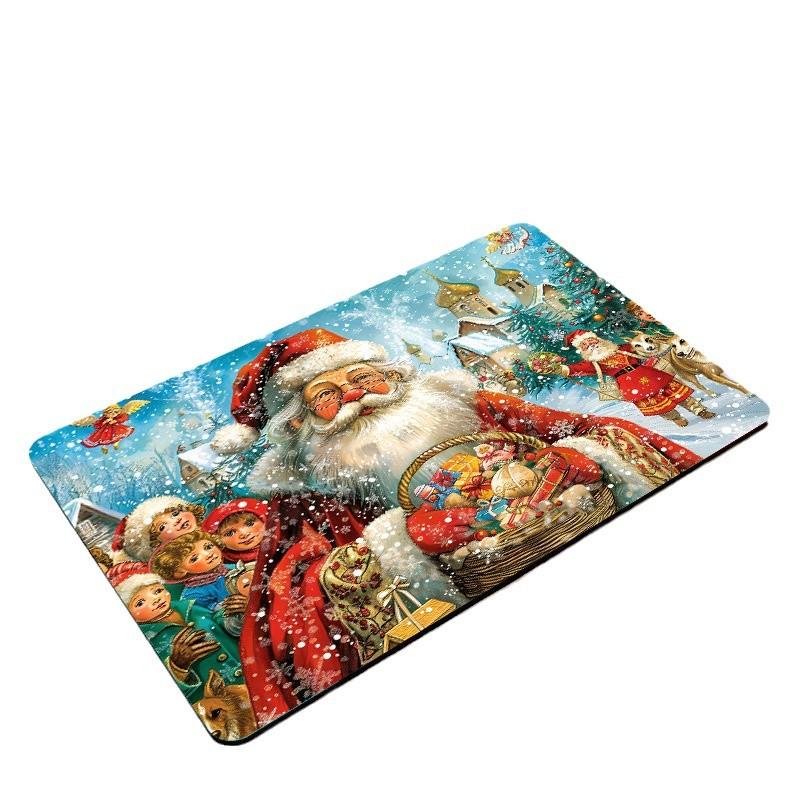 Christmas Diatom Mud Floor Mat Strong Absorbent Bathroom Floor Mat Festive Atmosphere Bathroom Anti-slip Floor Mat