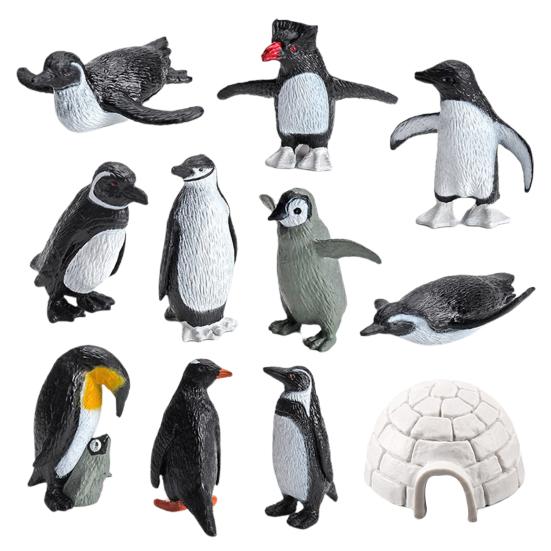 11Pcs/Set Animal Model Realistic Cognitive Education PVC Great Penguin Simulation Animal Model Birthday Gift