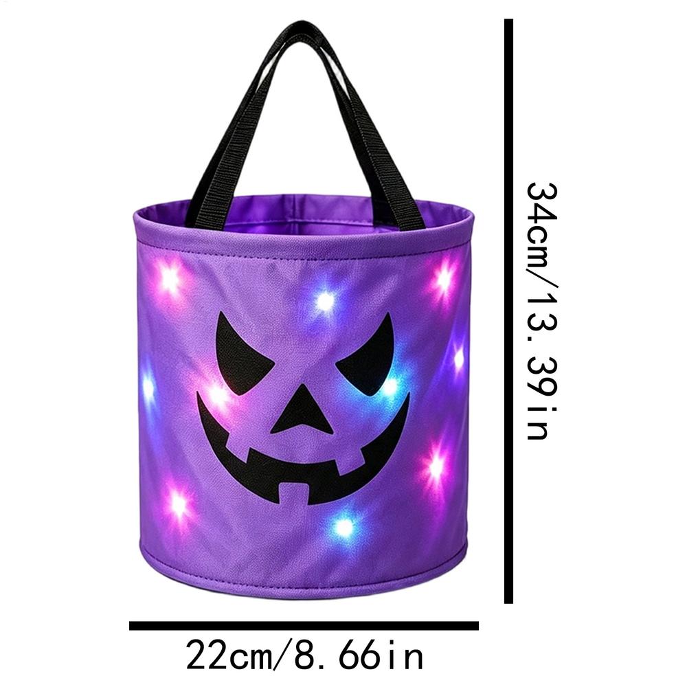 Halloween Luminous Pumpkin Candy Bucket Hand-Held LED Fabric Candy Bag Holiday Party Decoration Gift  Trick Or Treat Bucket