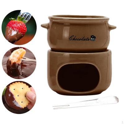 Butter Warmer Mini Cheese Fondue Pot with Fork Gift Tea Light Melting Maker for Candy