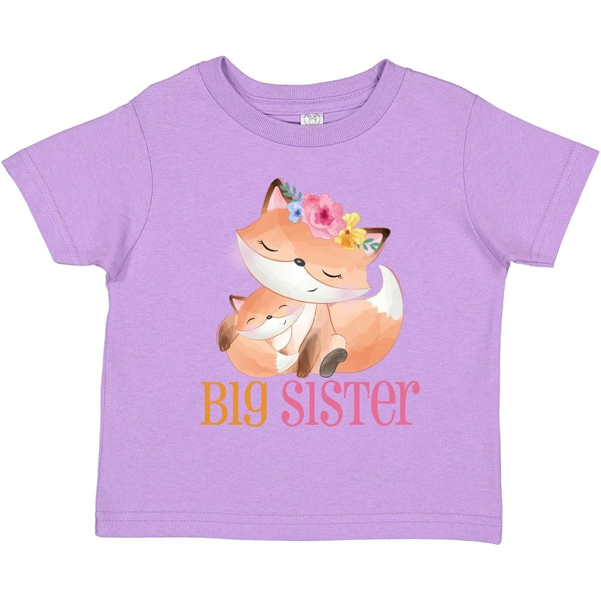 Inktastic Floral Fox Big Sister Toddler kids boys T-Shirt Sis Sibling Announcet Animals 120