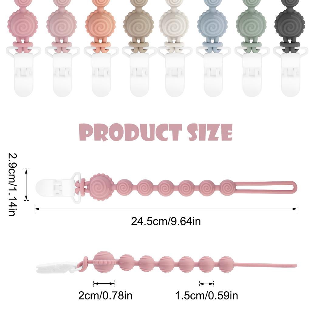 Color Kids 1 buc Clip suzetă anti-cădere pentru bebeluși Lanț suzete siliconice Suzetă pentru sugari Clipuri lanț pentru suzetă Suport pentru suzetă Clip pentru suzetă