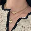 Elegant Gold Heart Layered Choker Necklace