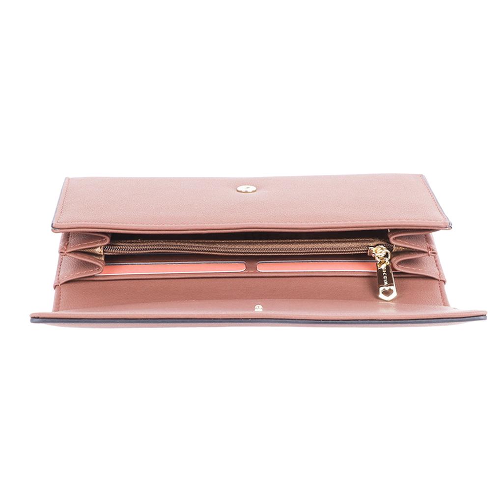 Women Long Wallet Large Capacity PU Leather Fashionable Lady Purse for Bills Cards Coins Lotus Root