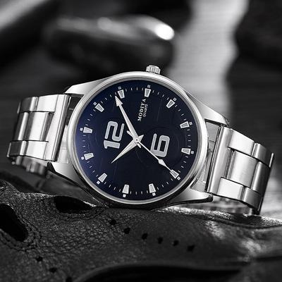 Reloj de Cuarzo para Hombre con Cristal Azul Claro y Correa de Acero Inoxidable