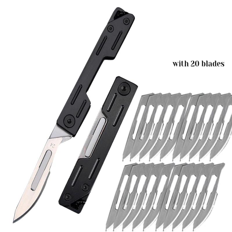 Stainless Steel Folding Pocket Knife Multifunctional Fruit Knife Quick Open Scalpel Knife Utility Knife Kitchen Knife Supplies