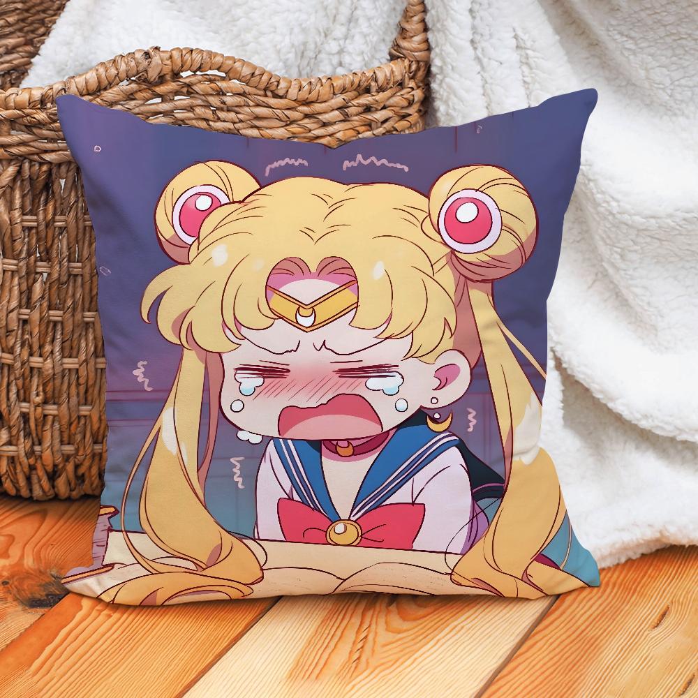 Cartoon S-SAILOR Cute M-M-MOONS Pillow Case Home Cushion Cover Suitable For Office Sofa Car Suitable For All Seasons