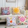 Cute Cartoon Flowers Fashion Art Cozy Soft Pillow Case for Sofa Living Room Home Office Decor Protective Covers