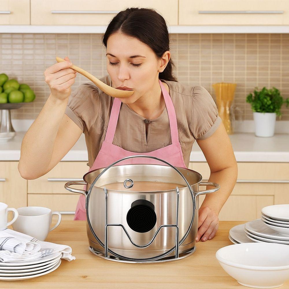 2pcs Anti-Tip Pot Lid Holder Non-Slip Lid Organizer Multifunctional Lid Storage Stand  Desktop