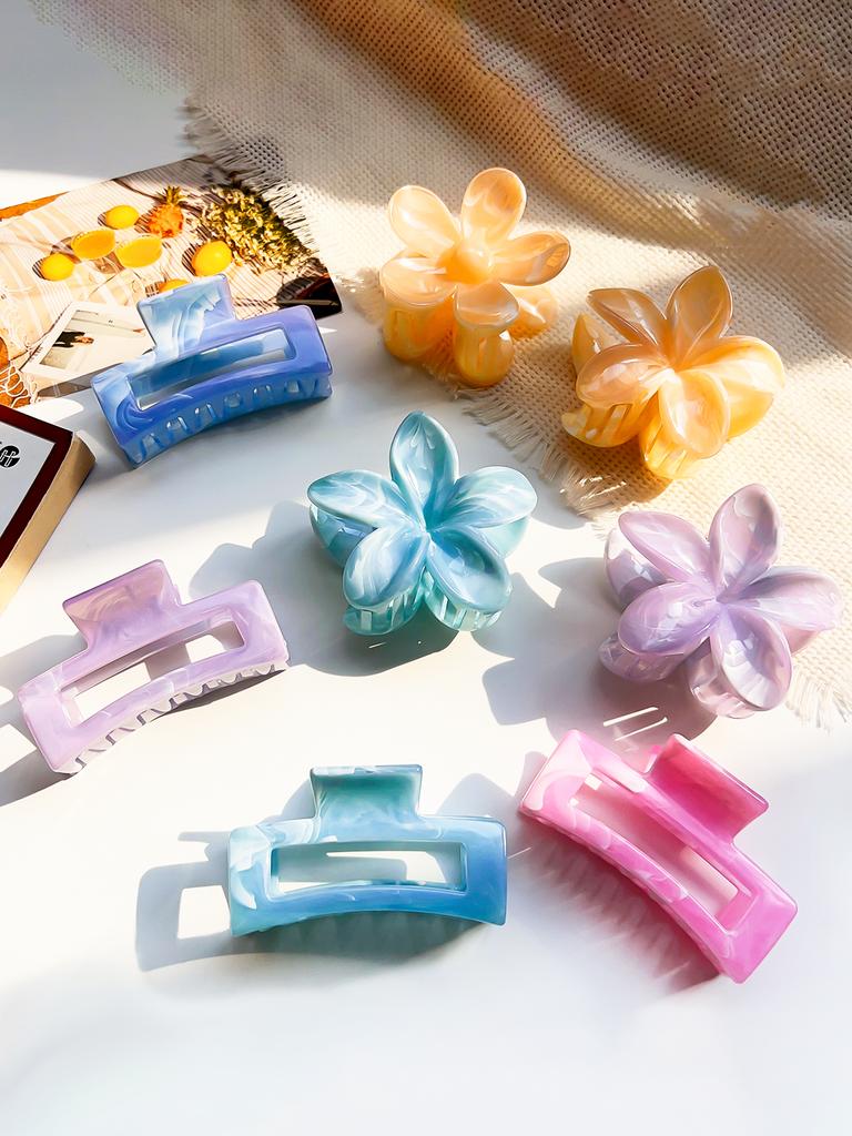 New Flower Hair Claws Gradient Fashion Shark Claws Hairpin For Girlschange Colour In The Sunlight Vacation Hair Accessories