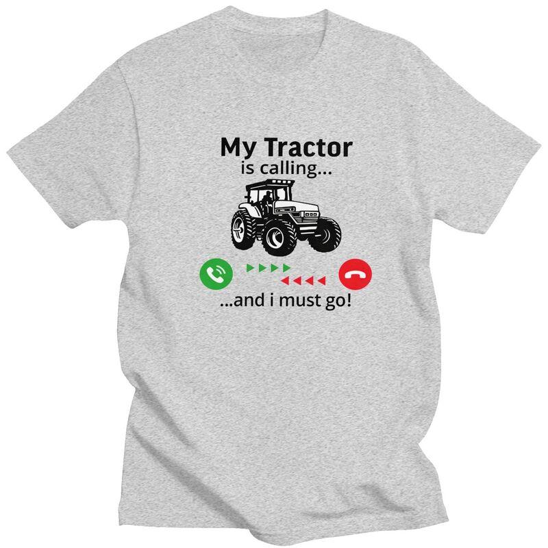 Mein Traktor Ruft T-Shirts Reine Baumwolle Kurzarm Lustiges Landwirt Fahrer T-Shirt Locker Übergröße Sommer Stil Kleidung