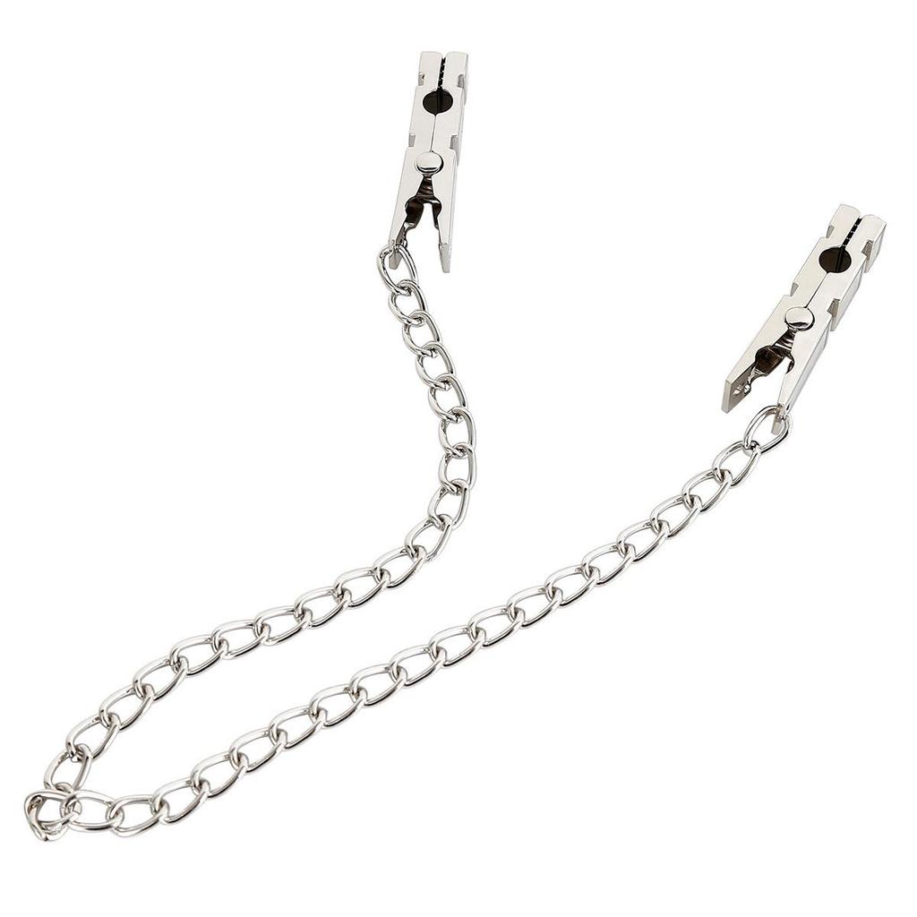 Metal Nipple Clamps with Chain and Bell - Adult Flirting and Stimulation Toy for Women