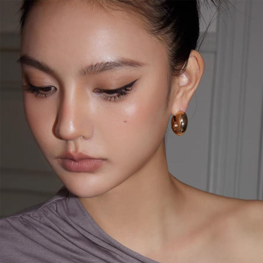 Vintage vodotěsné kruhové robustní náušnice s mušlemi šneků, pozlacené 18K kovové mušle, kroužky, punkové šperky, dárek