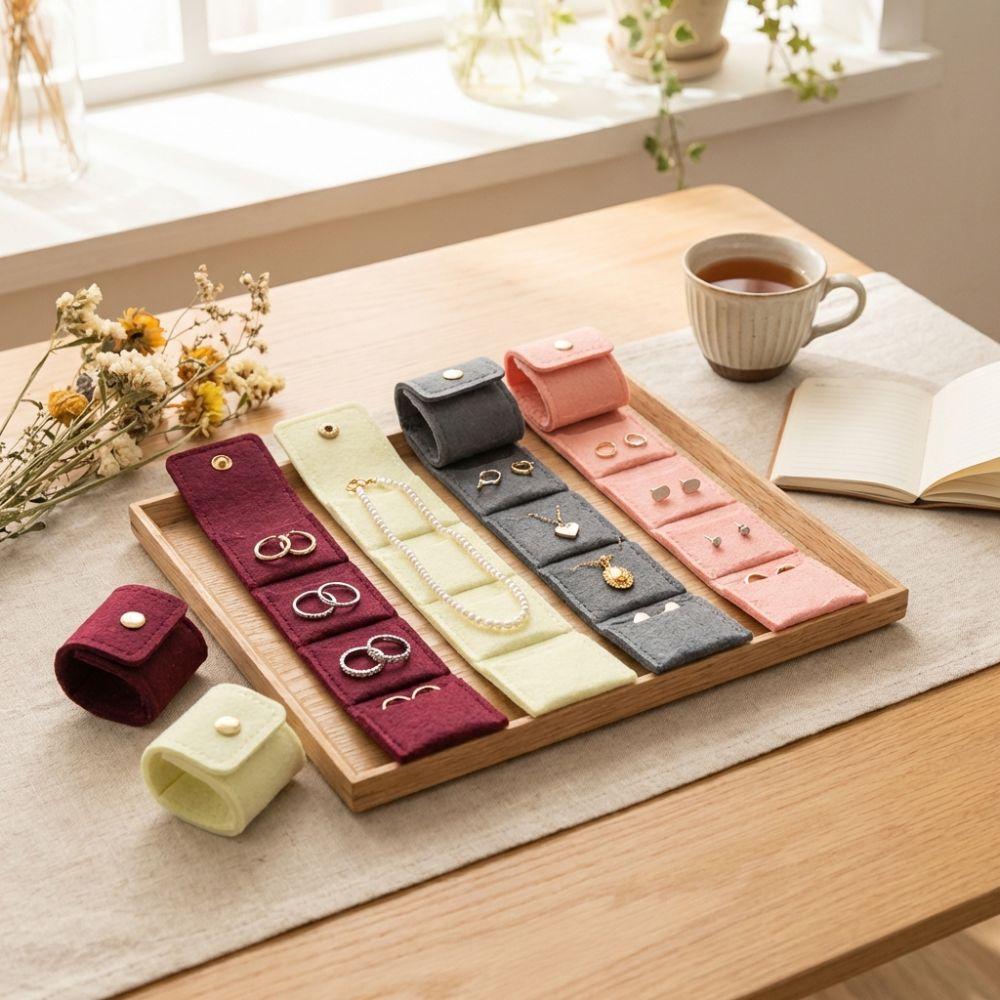 Mini Velvet Jewelry Display Bag Microfiber Fabric/Felt Simple Foldable Ring Packing Bag Flip Cover Earrings Organizer