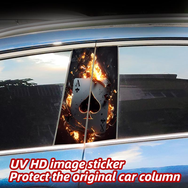 Poker Car Stickers Car B-pillar Decal Waterproof Stickers Auto Center Pillar Sticker Cover Scratches Vehicle Decor Accessories
