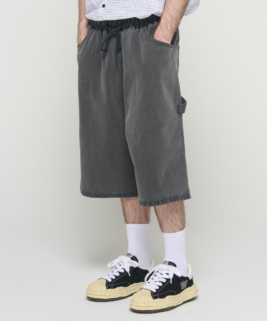 CARGOBROS Dirty Washed Carpenter Bermuda Pants (Charcoal)
