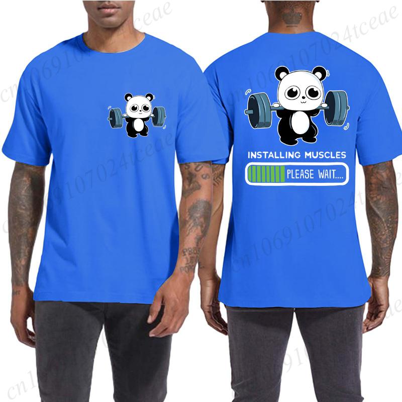 Panda Gym T-Shirt, Cute Panda Installing Muscles Shirt T-Shirt Funny T-Shirt Harajuku Tee Men Brand T-shirt Tshirt Summer Tees