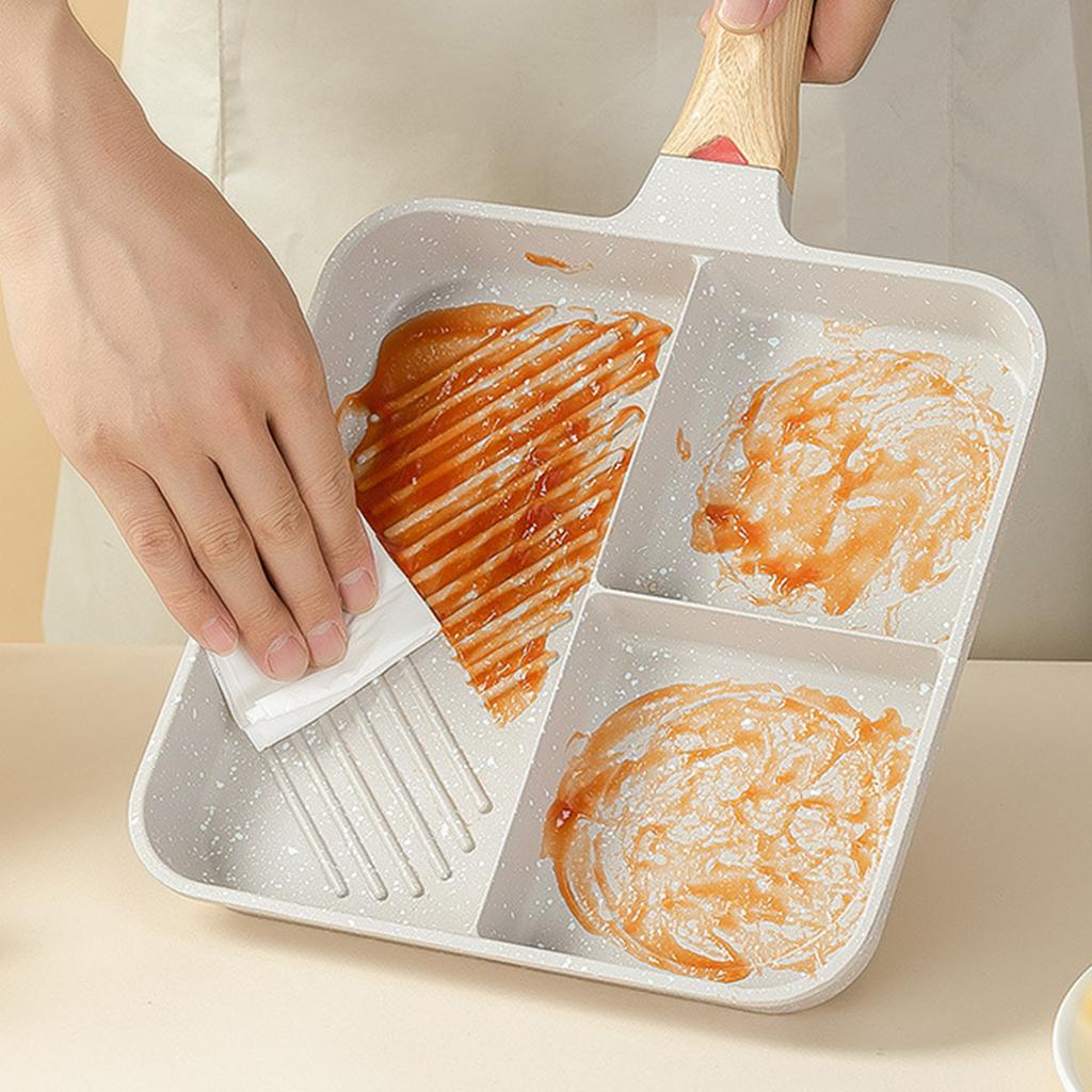 Multifunktionale Antihaft-Pfanne 3-Zonen-Grillpfanne Frühstückspfanne-Plancha Teiltopf Geeignet für-Gasherd Kochfeld