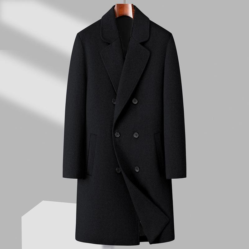 Wool Blend Men's Mid-Length Trench Coat - 2025 Autumn/Winter Collection