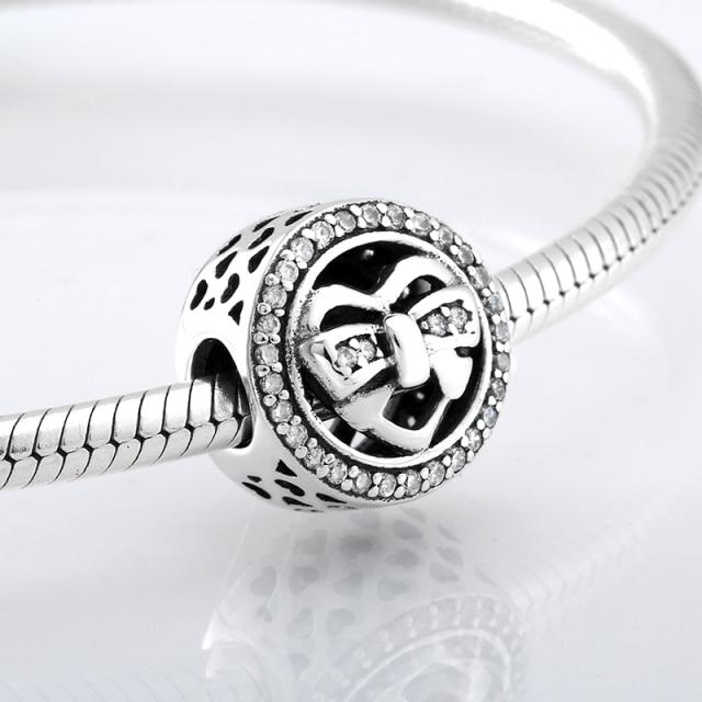 Perles fines en argent sterling 925 de forme ronde La famille est là où l'amour grandit Perles fines à faire soi-même adaptées aux bracelets à breloques originaux Fabrication de bijoux