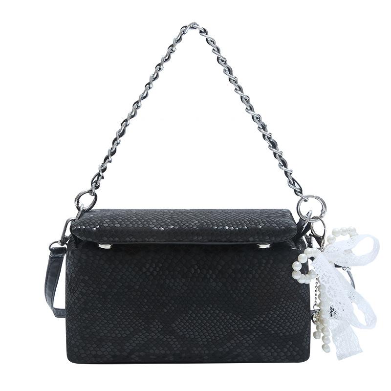 

Fashion sequined women s bag 2025 summer new popular simple shoulder underarm bag versatile chain messenger bag Without pendant чорний