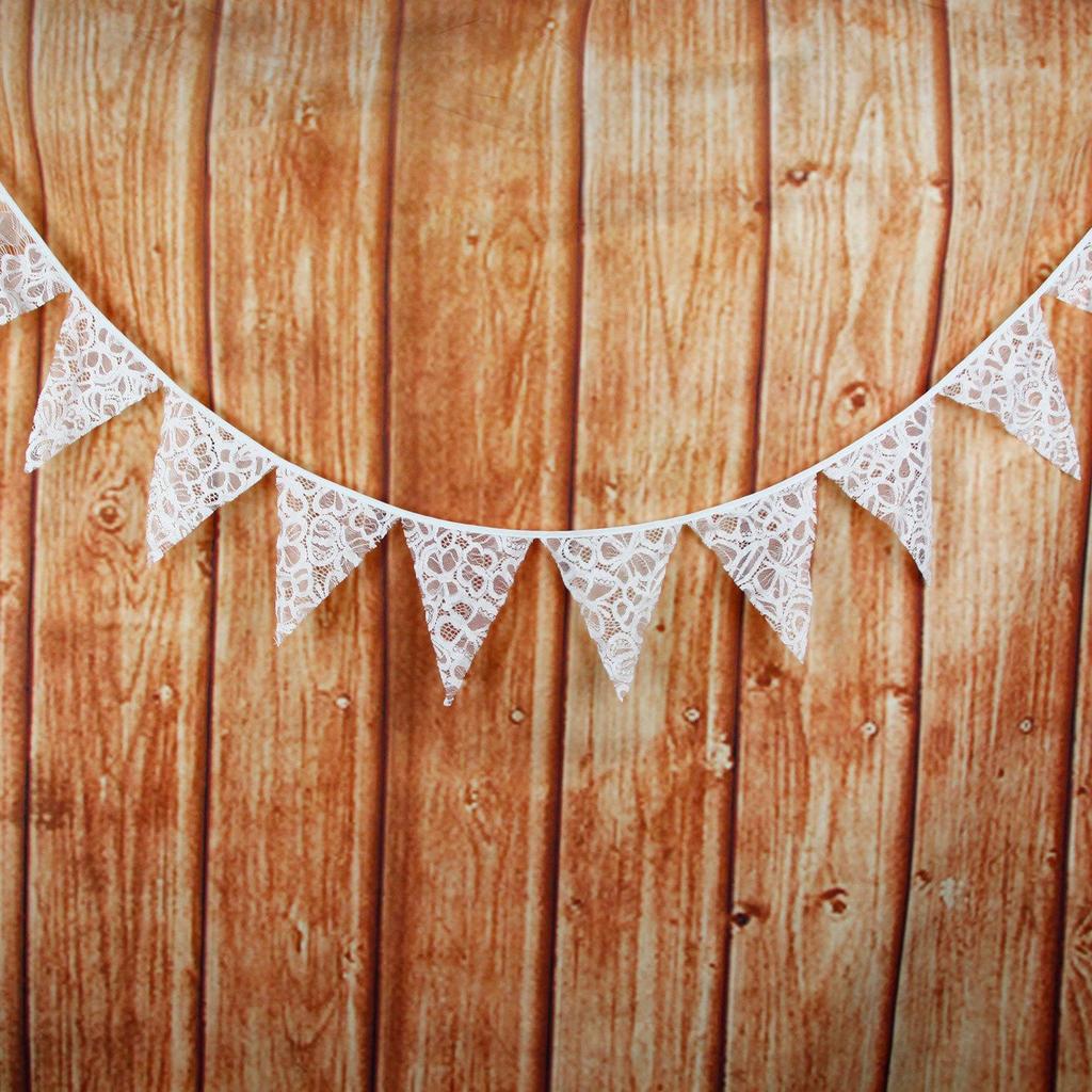 Avrupa Düğün & Parti Süslemeleri İçin Beyaz & Çok Renkli Çiçekli Dantel Üçgen Bayrak Süslemeleri