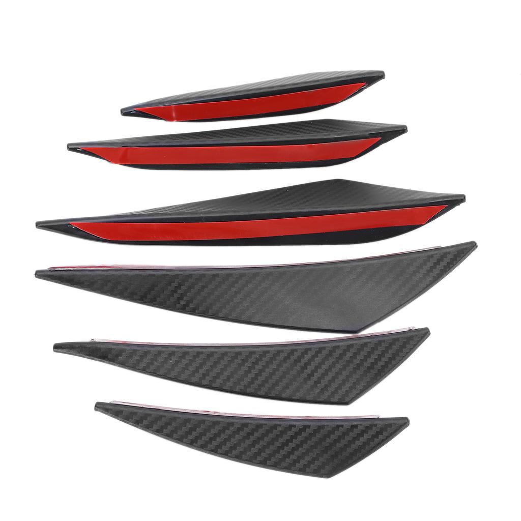 6pcs Front Bumper Lip Fin Splitter Canard Sticker Black Carbon Fiber Style Car Styling Universal