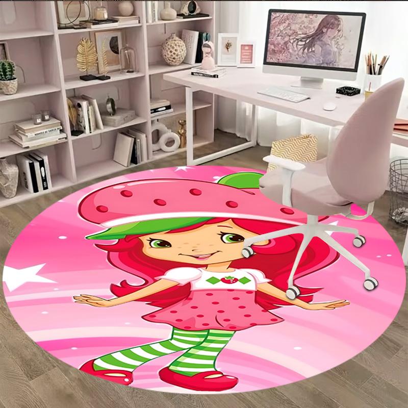 1pc Princess Strawberry12 Carpet, Round Rug, Comfortable, Suitable for Entryways, Living Rooms, Office, And Bedrooms, Christmas Decoration