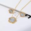 Top Quality Women Girls Five Leaf Flower Set Necklace Earrings Fashion Luxury Natural Stone Shell Set High Quality Zircon Gifts