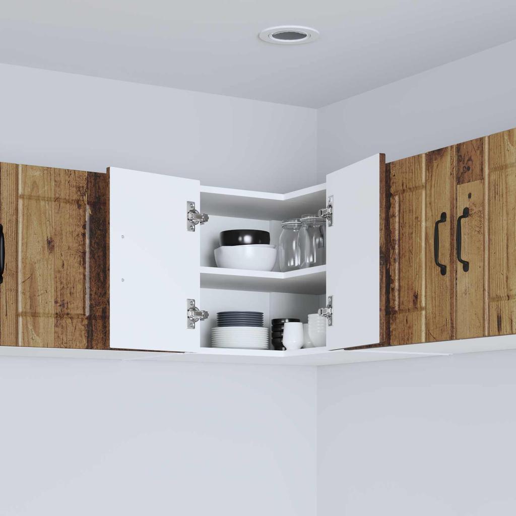 Lucca Wall Corner Cabinet Reclaimed Wood Look 57 X 57 X 40 Cm Particleboard
