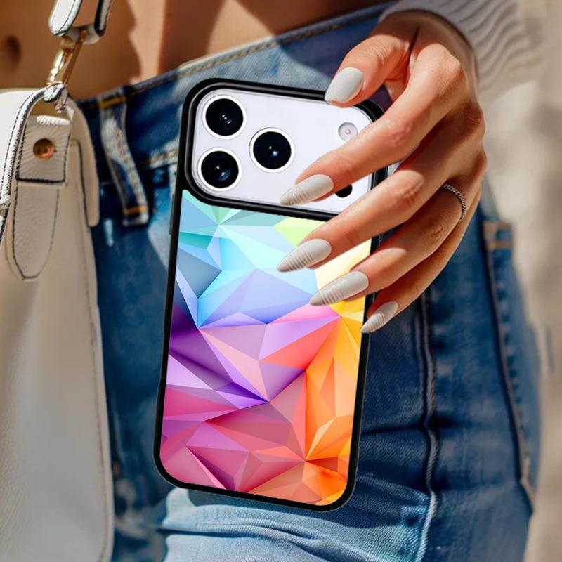 Geometric Abstract Crystal Phone Case For iPhone 17 Air 14 15 13 12 Max Cover For Apple 14 15 16 16e 11 Pro Max Plus Coque
