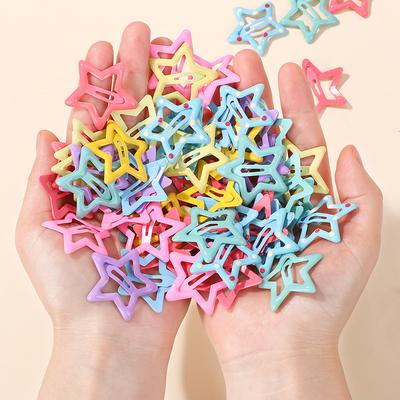 60 bunte Stern-Haarspangen für Mädchen (Y2K), süße Stern-Haarspangen, einfache Metall-Haarspangen, Haarschmuck-Accessoires