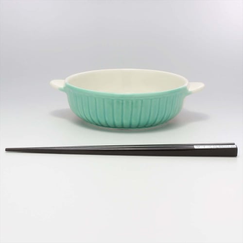 Banko Ware Children's Tableware, Ceramic, Oven-Safe Round Dish/Gratin Dish, "Super Express Emerald," Approx. 16.5cm x 13cm Diameter, Microwave and Dis