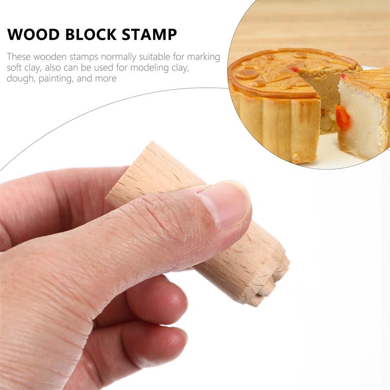 5/7 Stück Holz Ton Keramik Runde Form Druck Dekor Keramikwerkzeug Modellieren Handgeschnitztes Muster Runde Form Druck Dekor