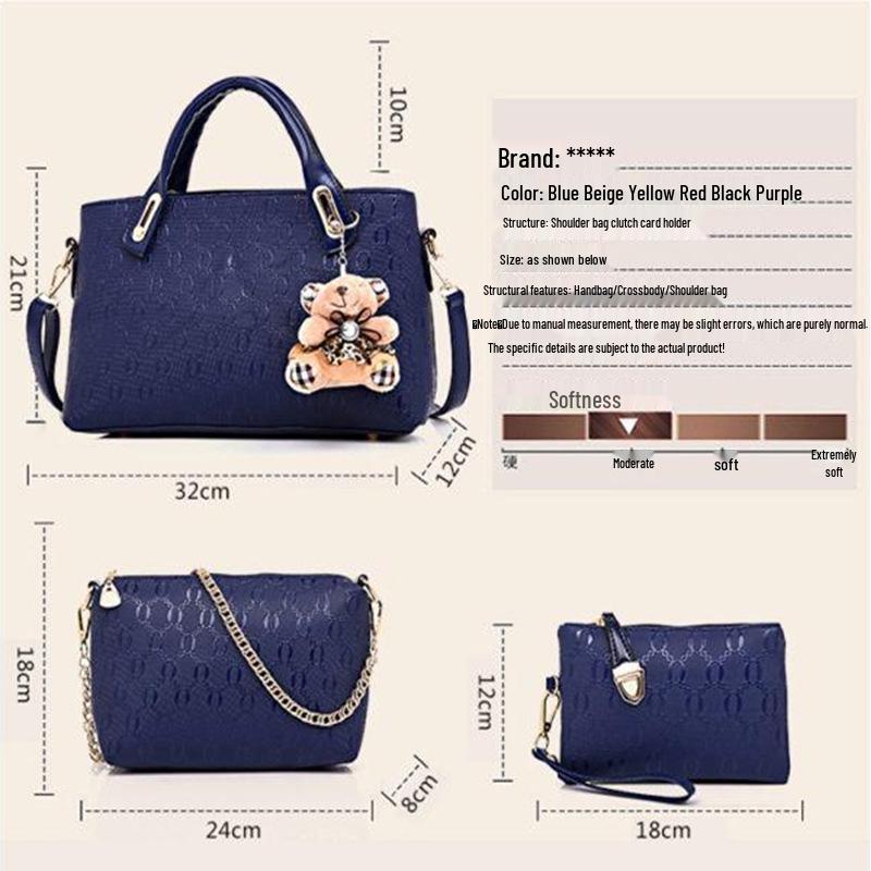 2024 Women's Casual Tote: Four-Piece Mother-Child Bag Set with Bear Shoulder & Crossbody Options