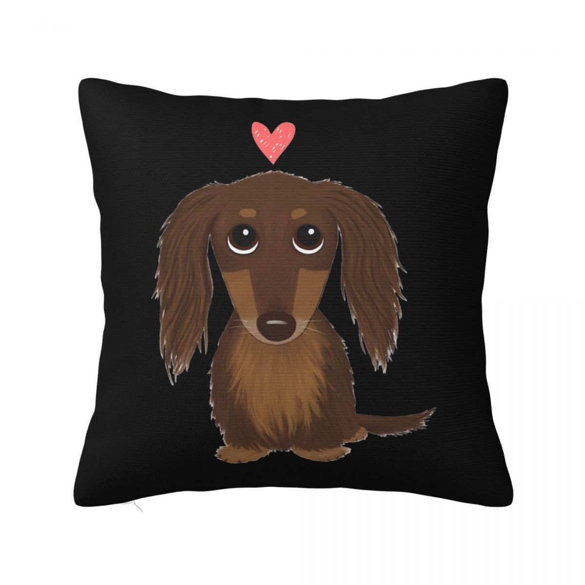 Cute Dog Longhaired Chocolate Dachshund Wiener Dog Square Pillowcase Pillow Cover Cushion Comfort Throw Pillow for Home Sofa 30x30 cm 12x12 in