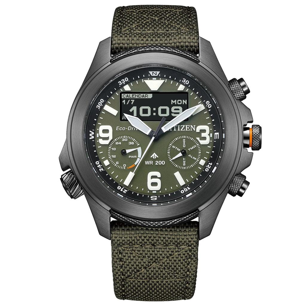 Promaster Light Powered Waterproof LAND Series Khaki Watch [Citizen] Eco-Drive Ana-Digi JV1005-02W Men's