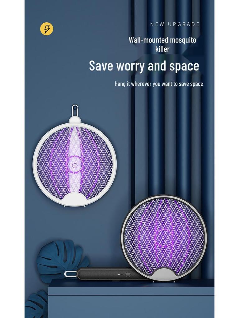 USB Rechargeable Foldable Mosquito Killer Lamp with Swatter & Rotating Wall Mount
