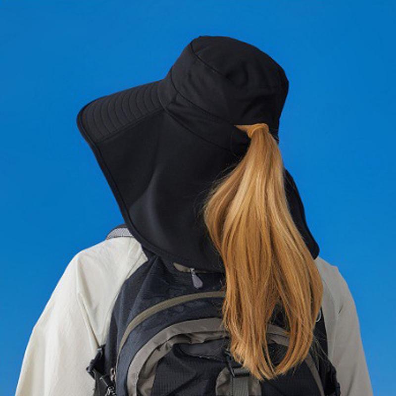 Pălărie cu șal de protecție solară de vară în aer liber Pălărie de drumeție în coadă de cal cu două scopuri Pălărie de pescar