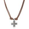 Lightweight Adjustable Braided Leather Necklace Crucifix Pendant Vintage Accessory For Everyday Fashion Jewlery