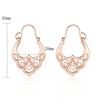 Women 585 Rose Gold Floral Pattern Drop Earrings 3cm Long