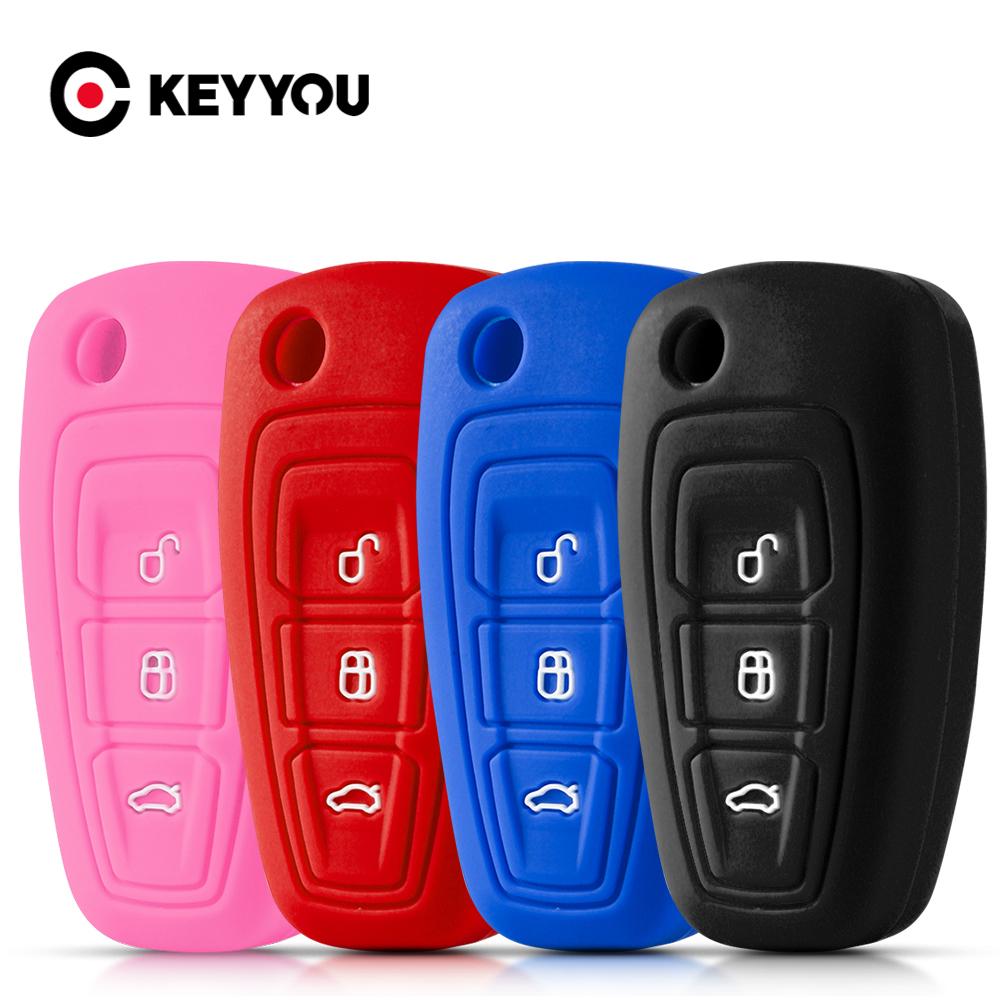 

KEYYOU 3 Button Silicone Car Remote Key Fob Cover Case For Ford Ranger C-Max S-Max Focus Galaxy Mondeo Transit Tourneo Custom синий